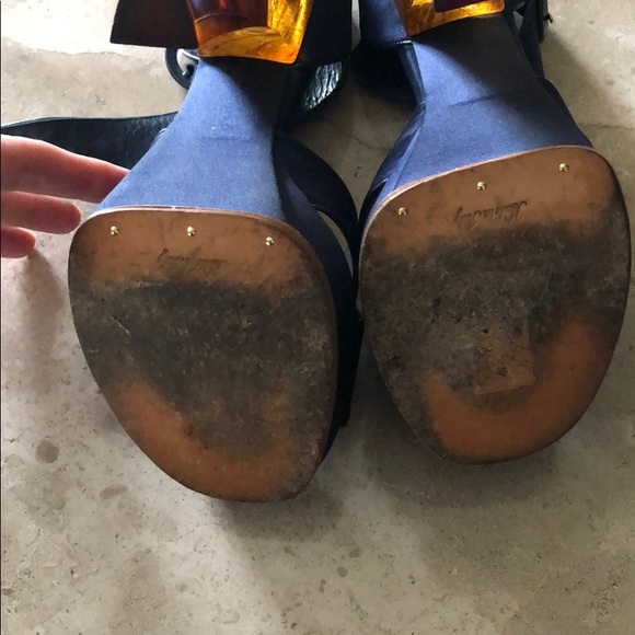 Louis Vuitton Blue Satin platform sandals - Picture 8 of 12